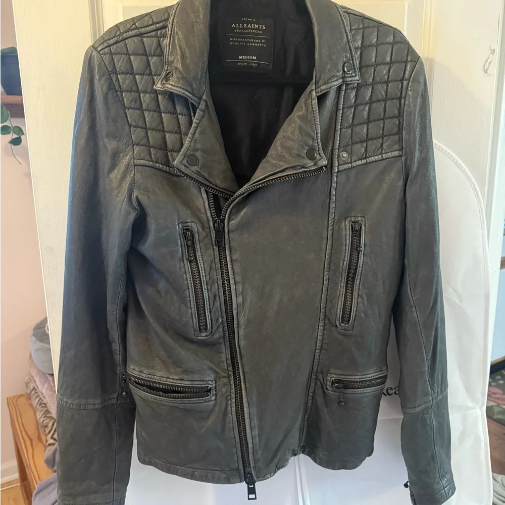All Saints Black Leather Jacket - Picture 3 of 10